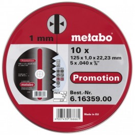 Metabo pjovimo diskų plienui rinkinys 10 vnt 125x1,0x22,2